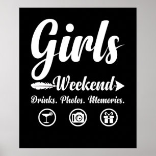 Poster Filles Week-end Vacances Boissons Photos Souvenirs