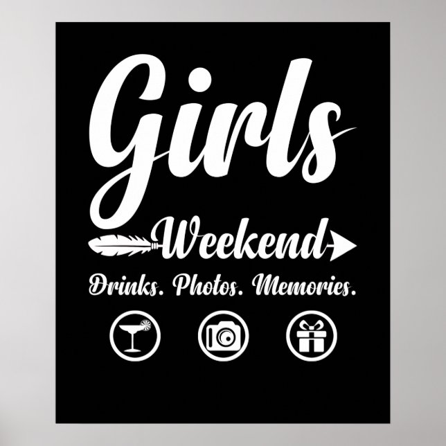 Poster Filles Week-end Vacances Boissons Photos Souvenirs (Devant)