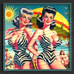 Poster Filles Zebra vintages