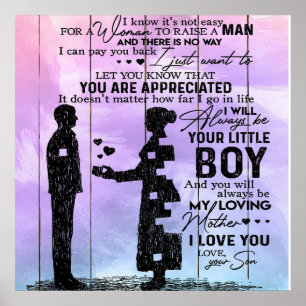 Poster Fils À Ma Mère Lettre, Mère Cadeau Anniversaire