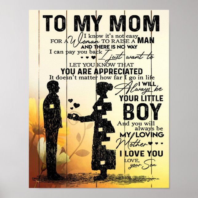 Poster Fils à ma mère présent | Cadeau mignon pour maman (Devant)