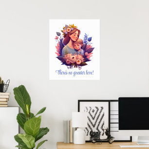 Poster Fils et mère heureux Fête des mères
