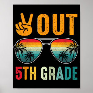Poster Fin 5e année Rétro Graduation Dernier jour de l'éc