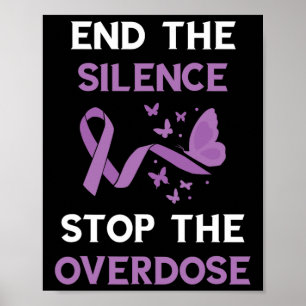 Poster Fin à la stigmatisation Ruban violet Mois de sensi