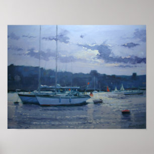 Poster Fin de l'après-midi amarrée de yachts