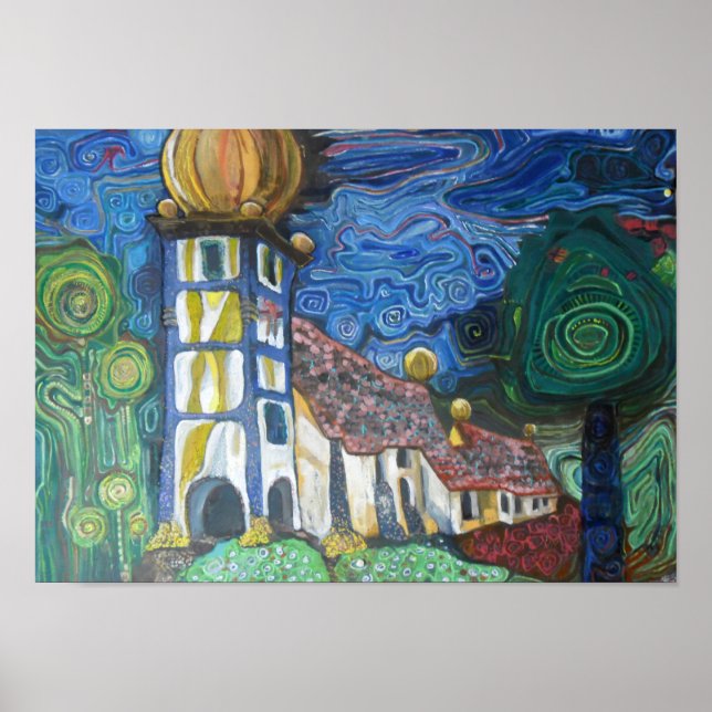 Poster Fine art inspired by Hundertwasser (Devant)