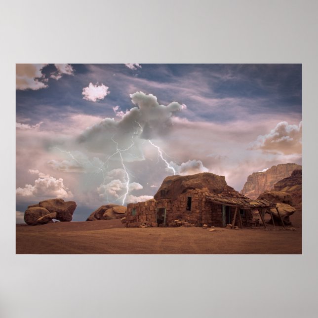 Poster Fine Art Southwest Desert Lightning Paysage (Devant)