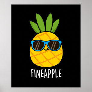 Poster Fineappy Funny Pun d'ananas Dark BG