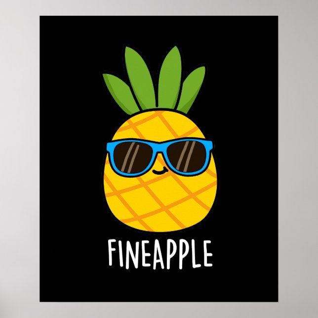 Poster Fineappy Funny Pun d'ananas Dark BG (Devant)