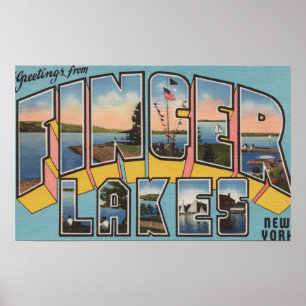Poster Finger Lakes, New York - Scènes de grandes lettres
