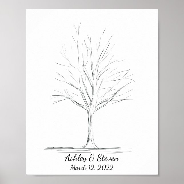 Poster Fingerprint Wedding Guestbook Tree (Devant)