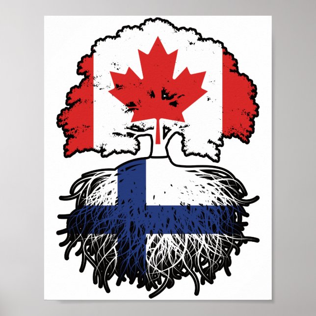 Poster Finlande Finlande Canada Drapeau des racines de l' (Devant)