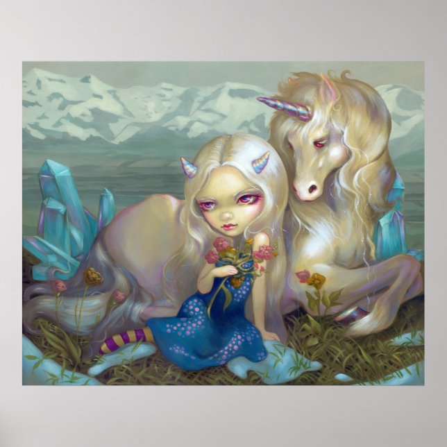 Poster Fiona et Unicorn ART IMPRIMER fée de glace (Devant)