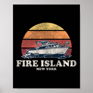 Poster Fire Island Ny Vintage Navigation 70s Rétro Design