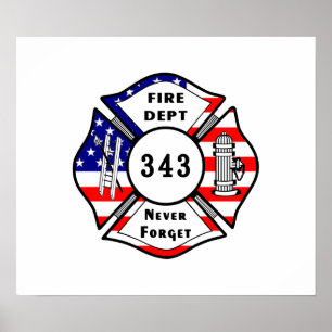 Poster Firefighter 9/11 Never Forget 343