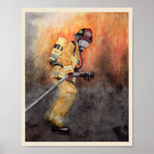 Poster Firefighter Art Imprimer adapté à la structure Mir