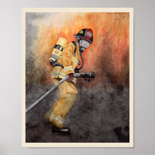 Poster Firefighter Art Imprimer adapté à la structure Mir (Devant)