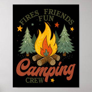 Poster Fires Friends Fun Camping Crew Campfire Outdoor Ad