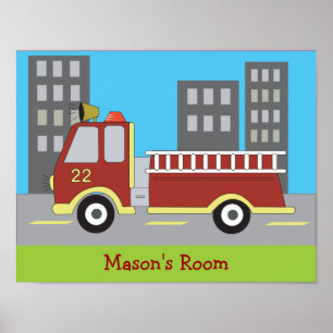 Poster FIRETRUCK Fire Engine Garçons Salle Imprimer