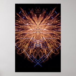 Poster Fireworks Art: Gold and Blue 2