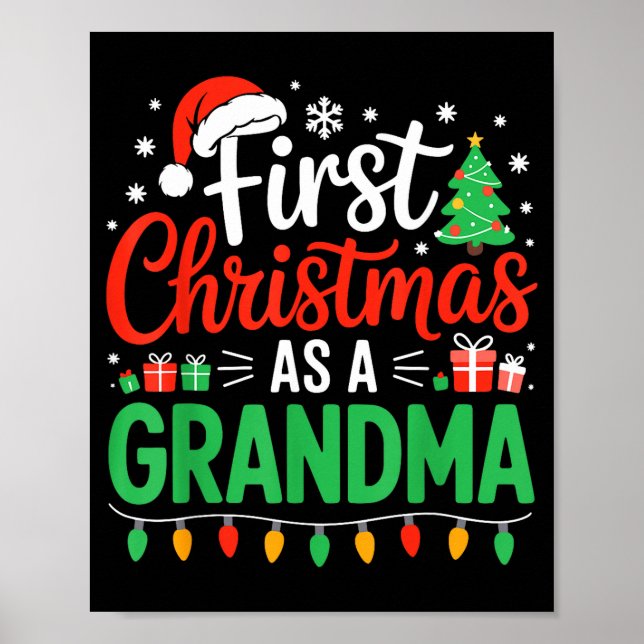 Poster First Christmas As A Grandma Matching New Nana Gra (Devant)