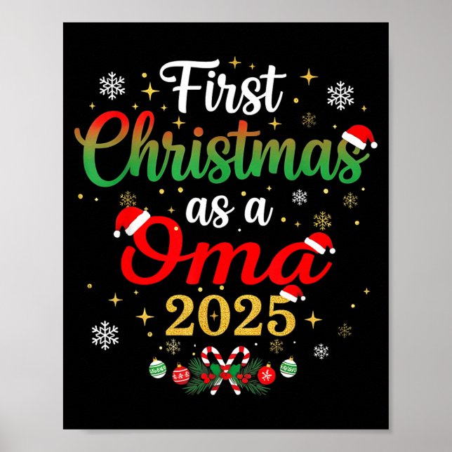 Poster First Christmas As A Oma 2025 New Mommy Xmas  (Devant)