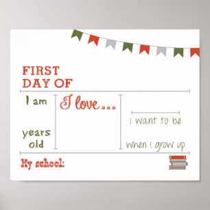 Poster First Day of School Framable Dry Erase