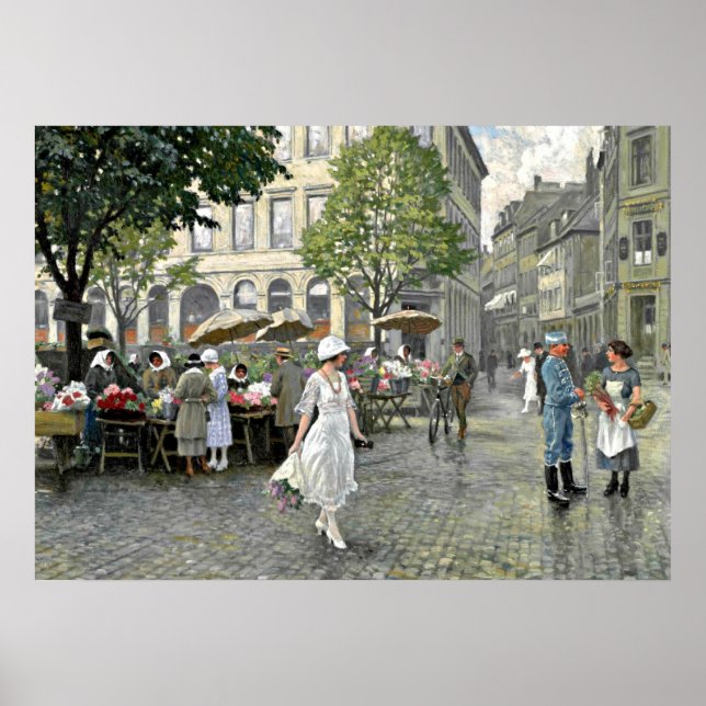 Poster Fischer - Journée du marché à Hojbro Plads, Copenh (Devant)