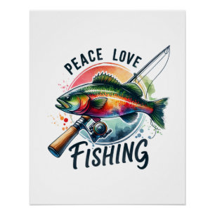 Poster Fisher Cadeau Peace Love Fishing