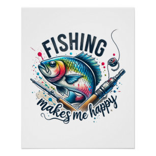Poster Fisher Gift Fishing me rend heureux