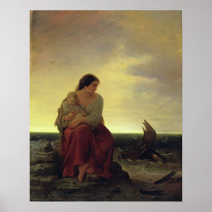 Poster Fisherman's Wife Mourning on the Beach