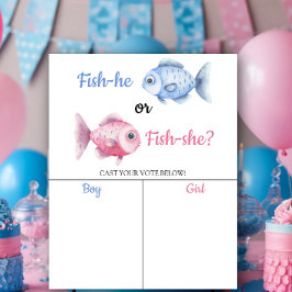 Poster Fishing Gender reveal He or She chart