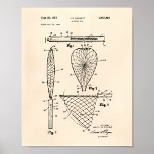 Poster Fishing Net 1953 Brevet Art Vieux Poivre