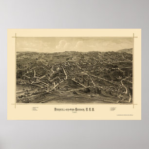 Poster Fishkill, carte panoramique de NY - 1886