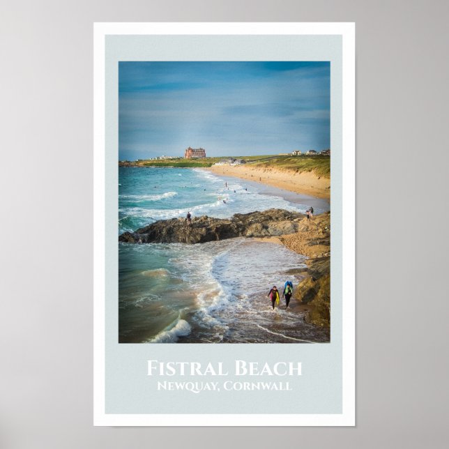 Poster Fistral Beach, Newquay, Cornouailles au coucher du (Devant)