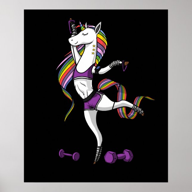 Poster Fitness Unicorn Gym entraînement Exercice entraîne (Devant)