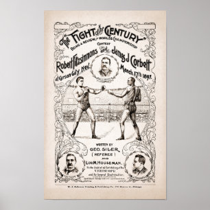 Poster Fitzsimons vintage vs Corbett Boxe