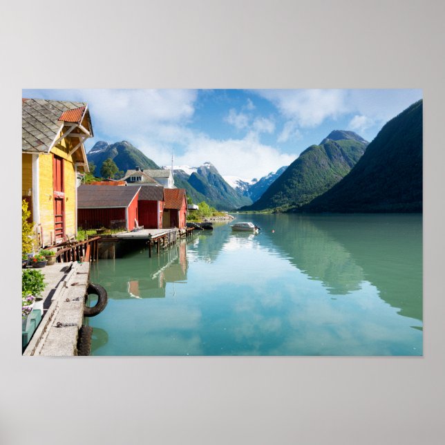 Poster Fjaerpayfjord paysage de fjord en Norvège (Devant)