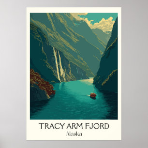 Poster Fjord Tracy Arm Alaska Cascade Glacier