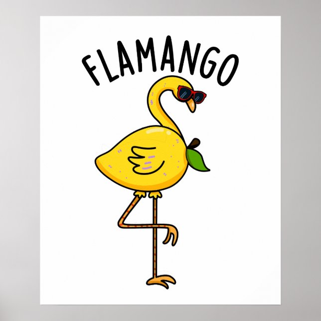 Poster Fla-mangue Funny Flamant rose Pun (Devant)