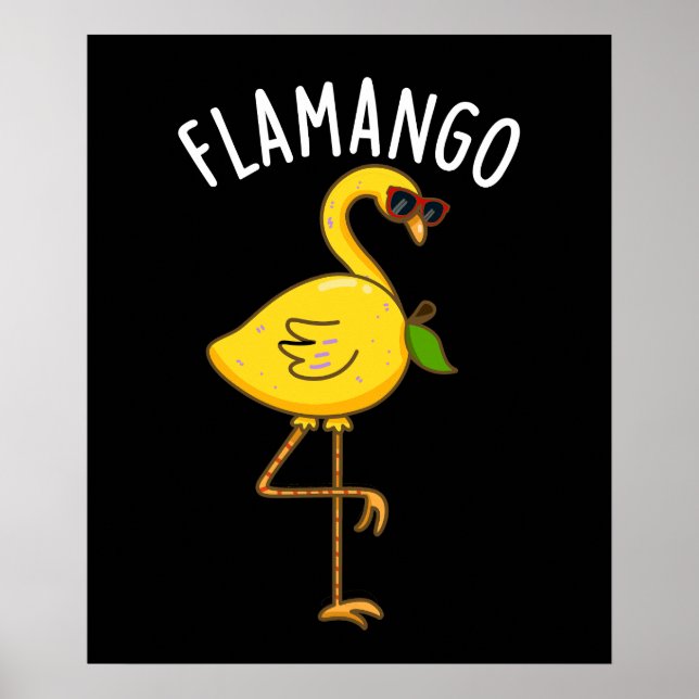 Poster Fla-mangue Funny Flamant rose Pun Dark BG (Devant)