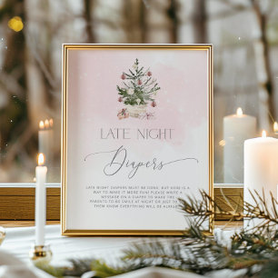 Poster Flacons de neige d'hiver rose vif Tard couches de 