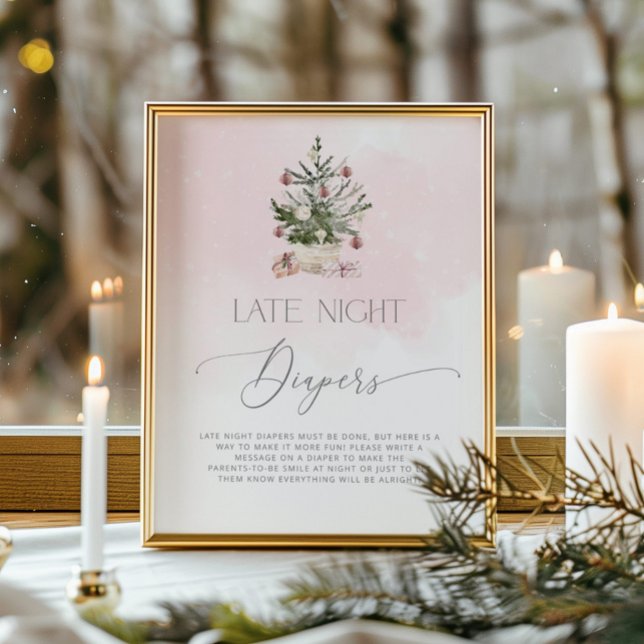 Poster Flacons de neige d'hiver rose vif Tard couches de  (Créateur téléchargé)