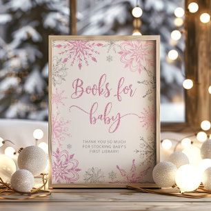 Poster Flacons de neige rose argent Livres pour bébé