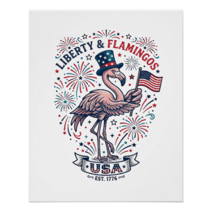 Poster Flamant Patriotique Gravure Vintage Design de T-Sh