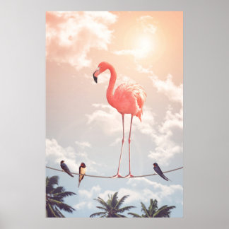 POSTER FLAMANT ROSE & AMIS