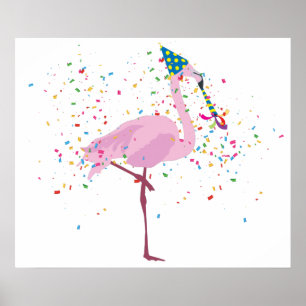 Poster Flamant rose - Animaux ayant une fête