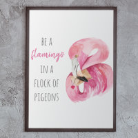 Flamant rose Aquarelle Exotique Rose Moderne Avec 