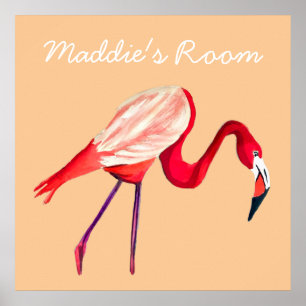 Poster Flamant rose aquarelle jolie art