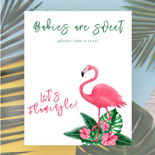 Poster Flamant rose baby shower Les bébés sont doux